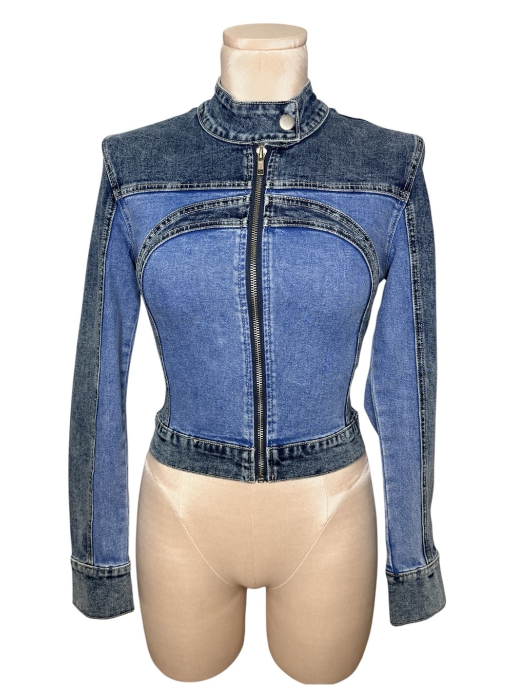 Quinn Moto Jacket in Blue